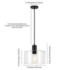 Hudson&Canal - Suspension Henri de 25 cm de large avec abat-jour en verre - Bronze noirci/transparent-Comprend un cordon réglable de 8 pieds