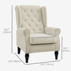 HOMCOM - Fauteuil d’appoint en tissu avec pieds en bois - accoudoirs roulés pour chambre à coucher - blanc-Structure en bois et pieds en eucalyptus assurent stabilité et durabilité 
