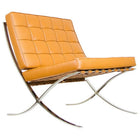 Nicer Furniture - chaise en cuir style pavillon - marron clair-Répond aux spécifications architecturales de la conception originale. Le cadre est construit à partir d'acier inoxydable épais de 1,1/8 de large et de 12 mm poli pour un miroir brillant et d'un poids rassurant.