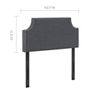 Modway Laura Upholstered Fabric Twin Headboard - Grey-Silver Accent Copper Buttons