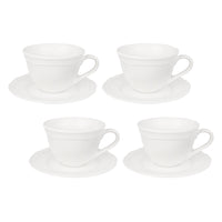Casa Domani Florence Demi Tasse Cup & Saucer - 80ml - White - 4 Pack-Made of Porcelain featuring a delicate embossed pattern on scalloped profile.