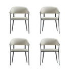 Manhattan Comfort Belle 22.4" Modern Textured Leatherette Upholstered Dining Chair - Oatmeal - Set of 4-Modern Dining Chair for Dining Room and Task Use. Set of 4