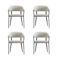 Manhattan Comfort Belle 22.4" Modern Textured Leatherette Upholstered Dining Chair - Oatmeal - Set of 4-Modern Dining Chair for Dining Room and Task Use. Set of 4