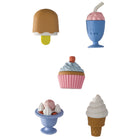 Merangue 5-Piece 3D Erasers Set - Sweets-3D designs include cupcake, parfait, and more