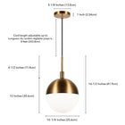 Hudson&Canal - Suspension Orb de 25,4 cm de large avec abat-jour en verre - Laiton/blanc lait-Dimensions du produit : 10" L x 10" l x 12" H
