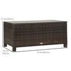 Outsunny - Table basse en rotin avec plateau en verre trempé, brun-Rotin PE imperméable et résistant aux UV  