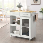 Modway Culinary Kitchen Cart With Towel Bar - White Natural-Particleboard and Paper Laminate