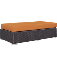 Modway Convene Outdoor Patio Fabric Rectangle Ottoman - Espresso/Orange-Synthetic Rattan Weave