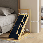 PawHut Adjustable Foldable Dog Stairs with Non-slip Mat-4 Crossbars and the non-slip mat enhance safety and prevent slipping 