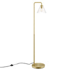 Modway - Element Verre transparent Verre et métal Lampe sur pied, Laiton en satin-Lampe sur pied en verre