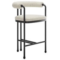 Modway Turin Curved Back Boucle and Metal Counter Stool - Black/Pearl-Versatile Counter Stool