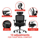 Staples - Fauteuil pivotant ergonomique en tissu Hyken XL pour les utilisateurs grands et costauds - Noir-Conception ergonomique avec 13 points d’ajustement