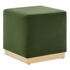 Modway Tilden 17" Square Performance Velvet Upholstered Ottoman - Moss Green/Natural-Performance Velvet Upholstery