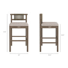 Modway Eleni 5-Piece Outdoor Teak Wood Bar Set - Weathered Grey Pebble-Four Armless Bar Chairs
