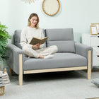 HOMCOM - Canapé 53 po loveseat avec pieds en bois massif - gris-Les longs accoudoirs rembourrés soutiennent délicatement vos bras 