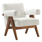 Modway Lyra Boucle Fabric Armchair - Ivory-Ergonomic Design for Comfort