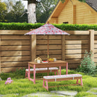 Qaba - Table de pique-nique en bois pour enfants, avec parasol amovible, rose-Les coussins en mousse douce améliorent le confort d'assise des petits  