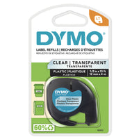 DYMO LetraTag Label Tape - 12mm (1/2") - Black Print on Clear Label-Dymo LetraTag Series tape