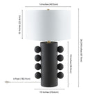 Hudson&Canal - Lampe de table Jurrah 27" en céramique avec abat-jour en tissu - Noir mat/blanc-Dimensions du produit : 16" L x 16" l x 26,75" H