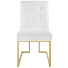 Modway Privy Gold Stainless Steel Upholstered Fabric Dining Accent Chair - Gold/White-Comes Fully Assembled