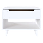 Nexera Barista Nightstand with 1-Drawer And Folding Door - White-Designed and made in Canada with CARB II/FSC Certified particle board and MDF materials.  Ships in 24-48H from order date. Assembly required