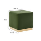 Modway Tilden 17" Square Performance Velvet Upholstered Ottoman - Moss Green/Natural-Stain-Resistant Fabric