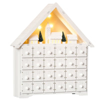 HOMCOM Light Up Christmas Advent Calendar House with Countdown Drawers - Village - White-2-in-1 design, Christmas advent calendar and xmas decoration 