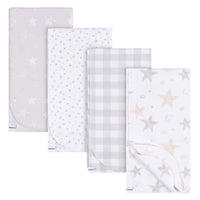 Gerber Childrenswear - Couverture de réception en flanelle - Céleste - Lot de 4-Le nouveau compagnon câlin de votre tout-petit, ce pack de 4 présente un assortiment de couleurs et de motifs pour piquer sa curiosité