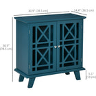 HOMCOM 31" L Storage Cabinet with Fretwork Doors and Shelf - Blue-Works as a buffet, storage cabinet, and TV console, perfect for an entryway, dining room, and kitchen 