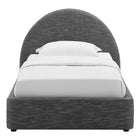Modway Resort Upholstered Fabric Arched Round Twin Platform Bed - Heathered Weave Slate-Wood Slat Support