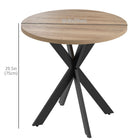 HOMCOM 29.5" Round Kitchen Table with Steel Leg for Small Spaces - Brown-With powder-coated steel cross legs, it is solid with the capacity to support up to 132 lb/60 kg of weight