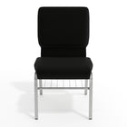 Flash Furniture HERCULES Series 18.5"W Church Chair in Black Fabric with Book Rack - Silver Vein Frame-16 Gauge Steel Frame