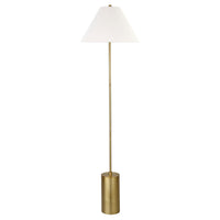 Hudson&Canal Somerset 64" Tall Floor Lamp with Empire Fabric Shade - Brass/White-Modern and contemporary design for your living room, office space, bedroom, or reading nook