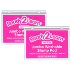 Ready 2 Learn Jumbo Washable Stamp Pad - Hot Pink - 6.2" L x 4.1" W - 2 Pack-Mess-Free Art Time: The ink in this stamp pad washes off skin with soap and water, which makes clean-up quick and easy.