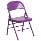 Flash Furniture HERCULES COLORBURST Series Impulsive Purple Triple Braced & Double Hinged Metal Folding Chair-Triple Braced and Double Hinged Frame
