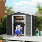 Outsunny Outdoor Storage Shed Garden Shed with Lock - 8' x 7' - Dark Grey-4 ventilation windows keep the interior dry and fresh 