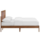 Modway Sirocco Rattan and Wood Full Platform Bed - Walnut-Height-Adjustable Headboard