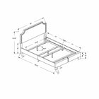 Monarch Specialties - 5925F Lit Double - Bordure En Argent Tissus Gris-3