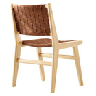 Modway - Saoirse Cuir Fauteuil d’accompagnement en bois Ensemble de 2 - Brun naturel-9
