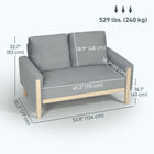 HOMCOM - Canapé 53 po loveseat avec pieds en bois massif - gris-La largeur compacte de 52,8 po/134 cm convient parfaitement aux petits appartements 