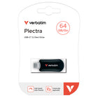 Verbatim 64 GB Plectra USB-C Flash Drive – Black-High transfer speed of up to 100 MB per second
