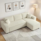 HOMCOM - Canapé d’angle sectionnel en velours côtelé - blanc crème-L'assise spacieuse accueille confortablement trois personnes 