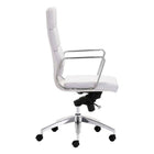 Plata Import - Chaise de bureau Plata Import - Paco en cuir PU à dossier haut en mousse avec cadre en métal, Blanc-Asiatique 22 po x 23 po; Retour 23-28 H