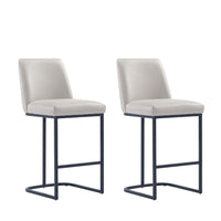 Manhattan Comfort Serena 17.71" Modern Leatherette Upholstered Counter Stool - Light Grey - 2 Pack-Modern Counter Stool with Backrest Perfect for Bar and Kitchen Use - Set of 2