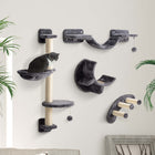 PawHut Cat Wall Shelf with Scratching Post, Play Balls and Platforms - Dark Grey-Made of a particleboard structure ensures stability 