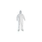 Kimberly-Clark Coverall, A30 White w/Zip Elastic Hood Boots XL, 10 Pack (46124)-Material: SMS