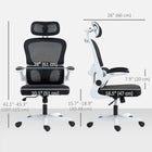 HOMCOM - Chaise de bureau ergonomique en maille avec soutien lombaire - noir-Accoudoirs relevables pour une flexibilité d’espace et des mouvements facilités