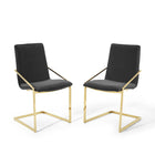 Modway Pitch Performance Velvet Dining Armchair - Gold/Black - 2 Pack-Modern Dining Chair