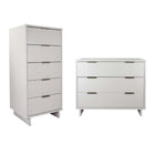 Manhattan Comfort Granville Modern Tall Narrow and Standard Dresser Set - White-Modern-Contemporary with a taste of Glam Bedroom Dresser Set. Includes 1 Tall Narrow Chest and 1 Standard Dresser