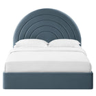 Modway Solana Arched Performance Velvet Queen Platform Bed - Cadet Blue-Platform Bed Frame